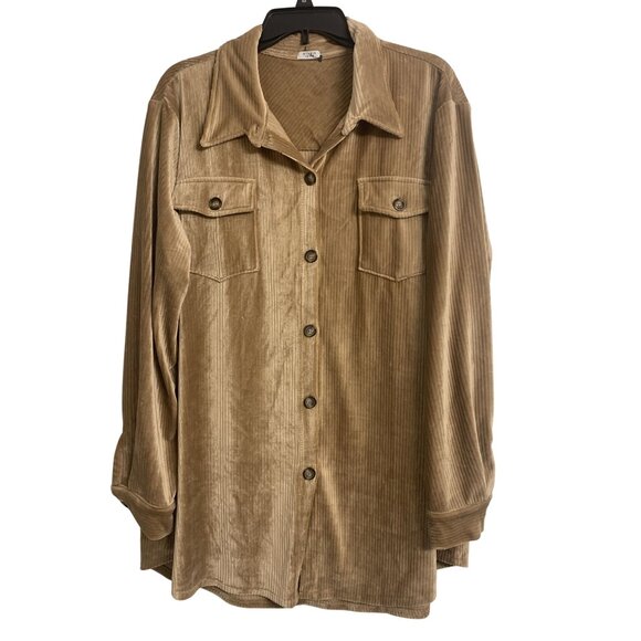 Studio 1886 XL Velvet Corduroy Cozy Shacket Shirt Oversized Fall Winter - Picture 1 of 8